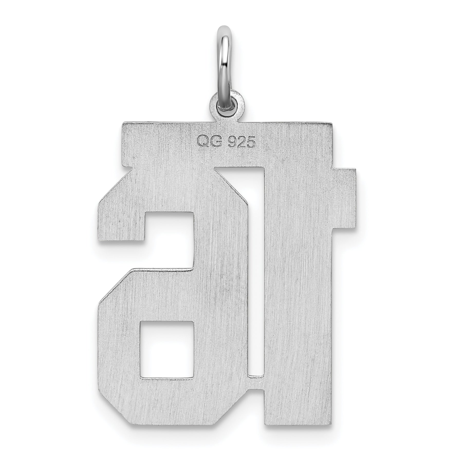 Sterling Silver Silver/Rhodium-Plated Satin Number 16 Charm
