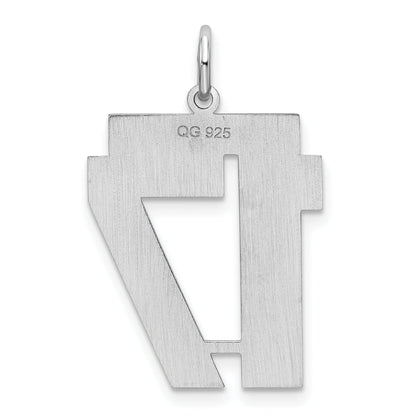 Sterling Silver Silver/Rhodium-Plated Satin Number 17 Charm