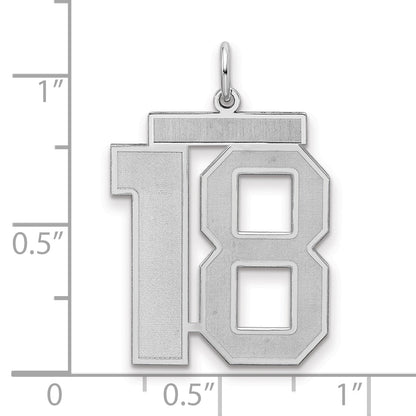 Sterling Silver Silver/Rhodium-Plated Satin Number 18 Charm