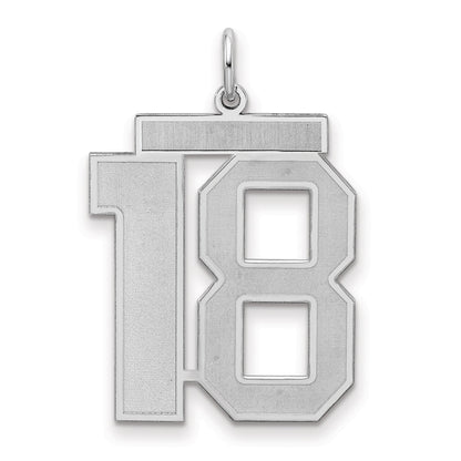 Sterling Silver Silver/Rhodium-Plated Satin Number 18 Charm