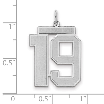 Sterling Silver Silver/Rhodium-Plated Satin Number 19 Charm