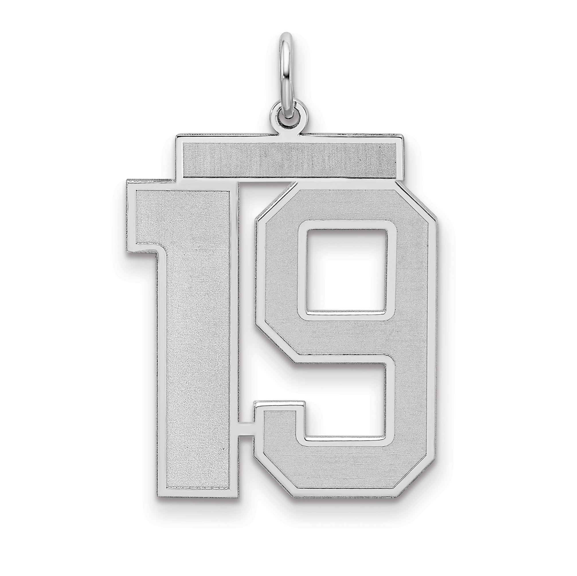 Sterling Silver Silver/Rhodium-Plated Satin Number 19 Charm