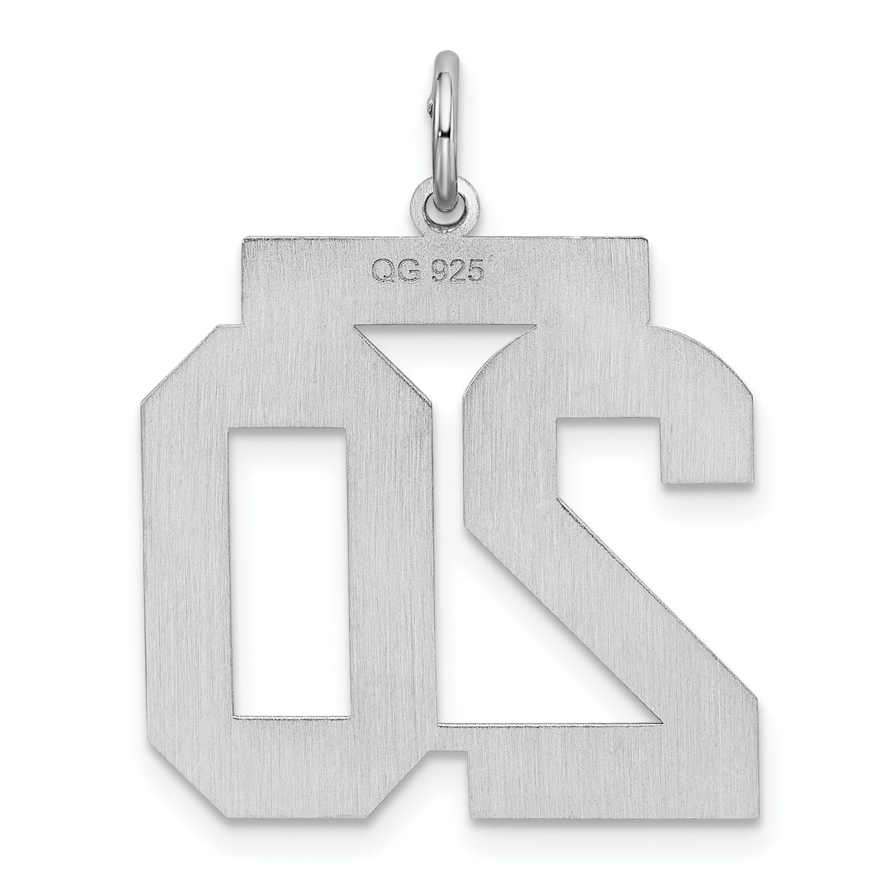 Sterling Silver Silver/Rhodium-Plated Satin Number 20 Charm