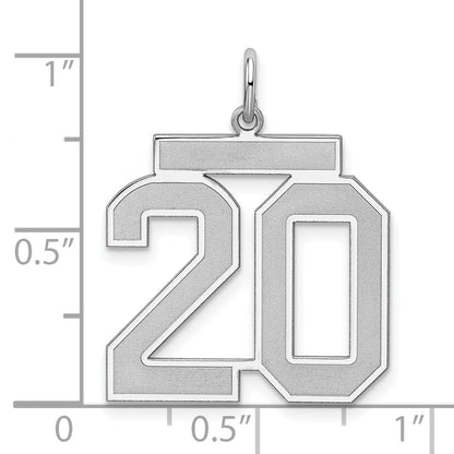 Sterling Silver Silver/Rhodium-Plated Satin Number 20 Charm
