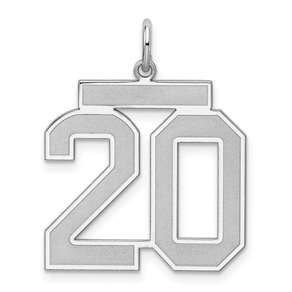 Sterling Silver Silver/Rhodium-Plated Satin Number 20 Charm