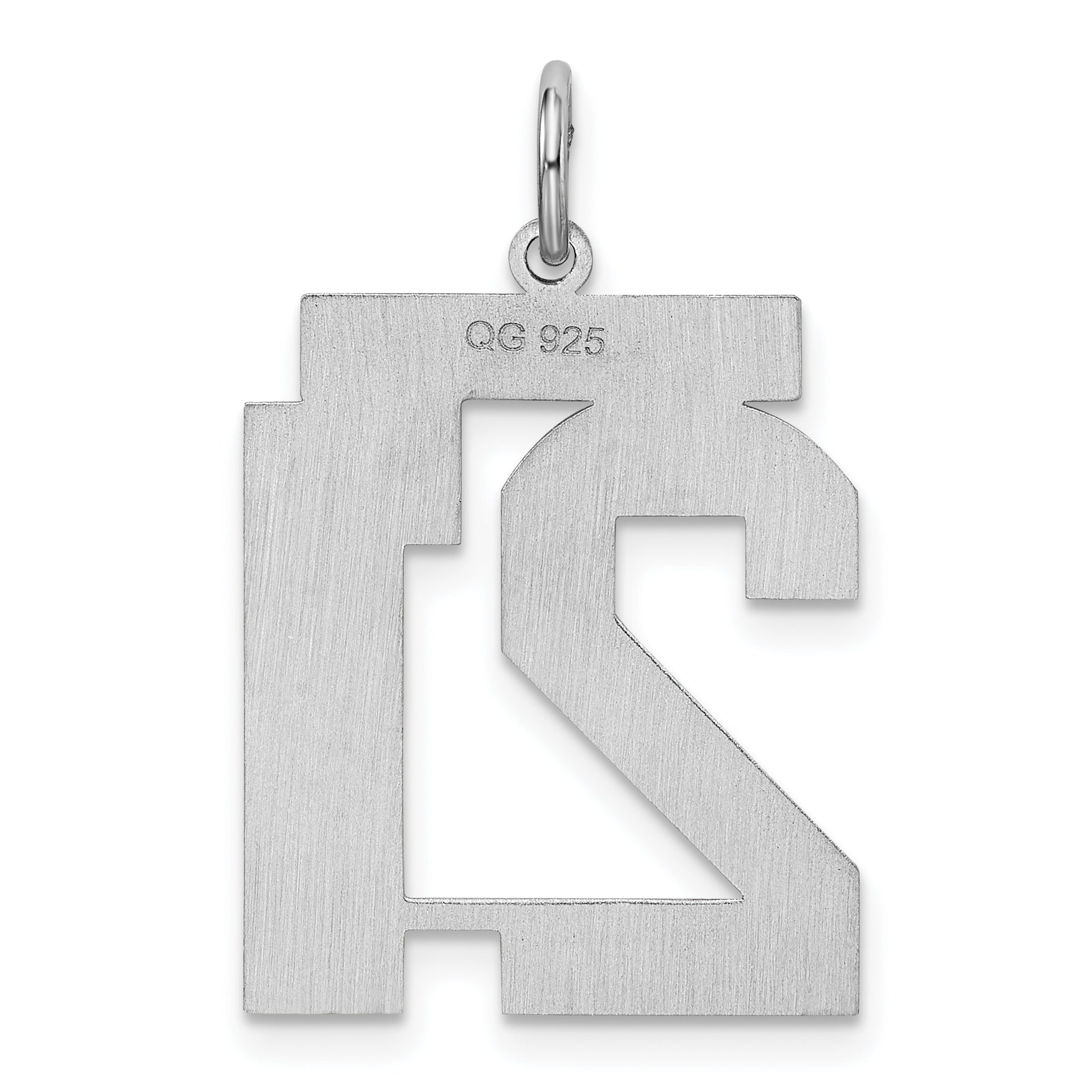 Sterling Silver Silver/Rhodium-Plated Satin Number 21 Charm