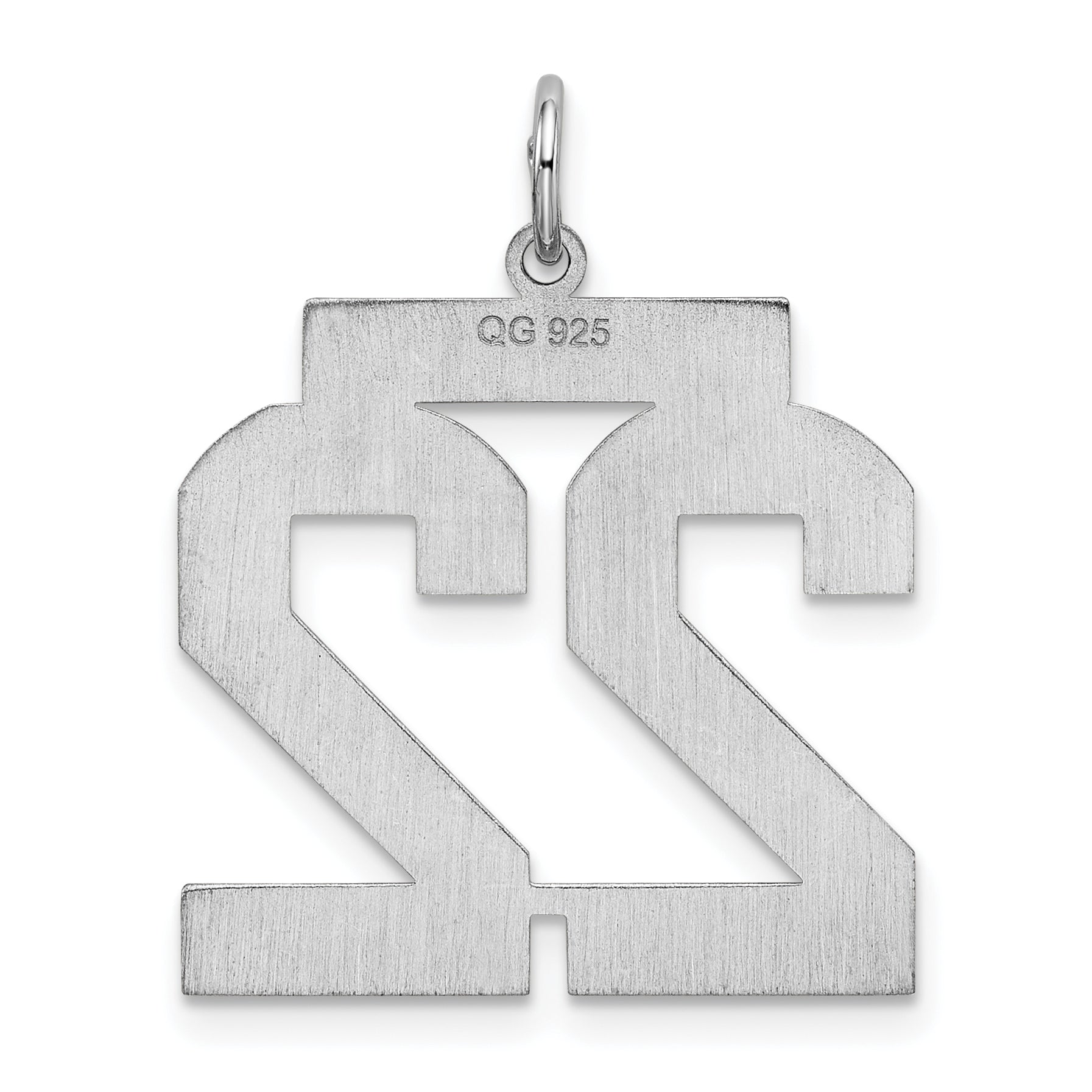 Sterling Silver Silver/Rhodium-Plated Satin Number 22 Charm