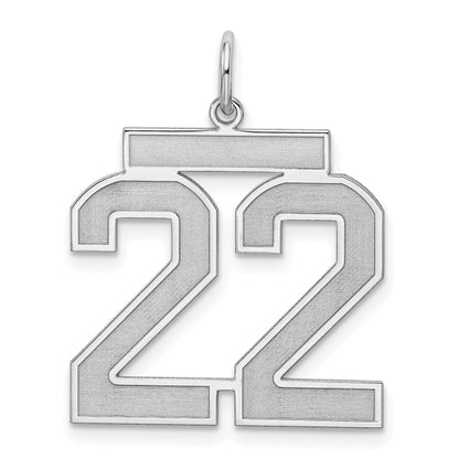 Sterling Silver Silver/Rhodium-Plated Satin Number 22 Charm