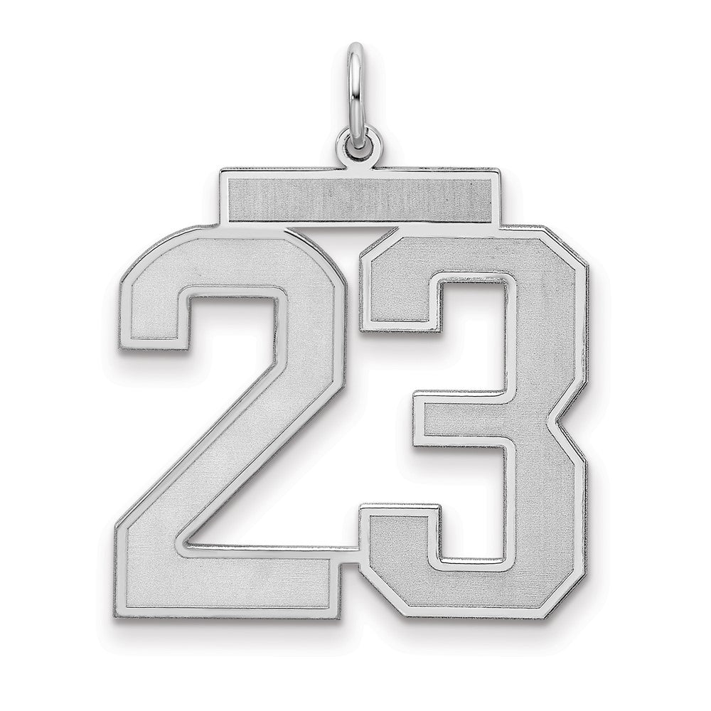 Sterling Silver Silver/Rhodium-Plated Satin Number 23 Charm