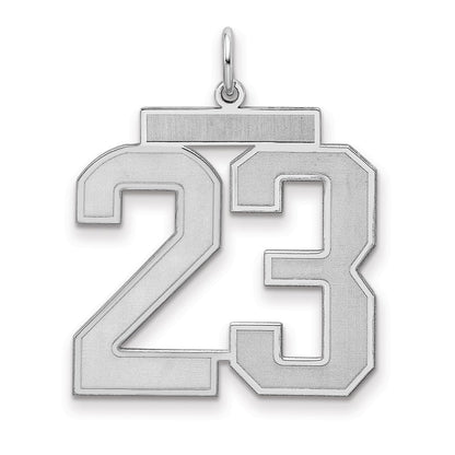 Sterling Silver Silver/Rhodium-Plated Satin Number 23 Charm