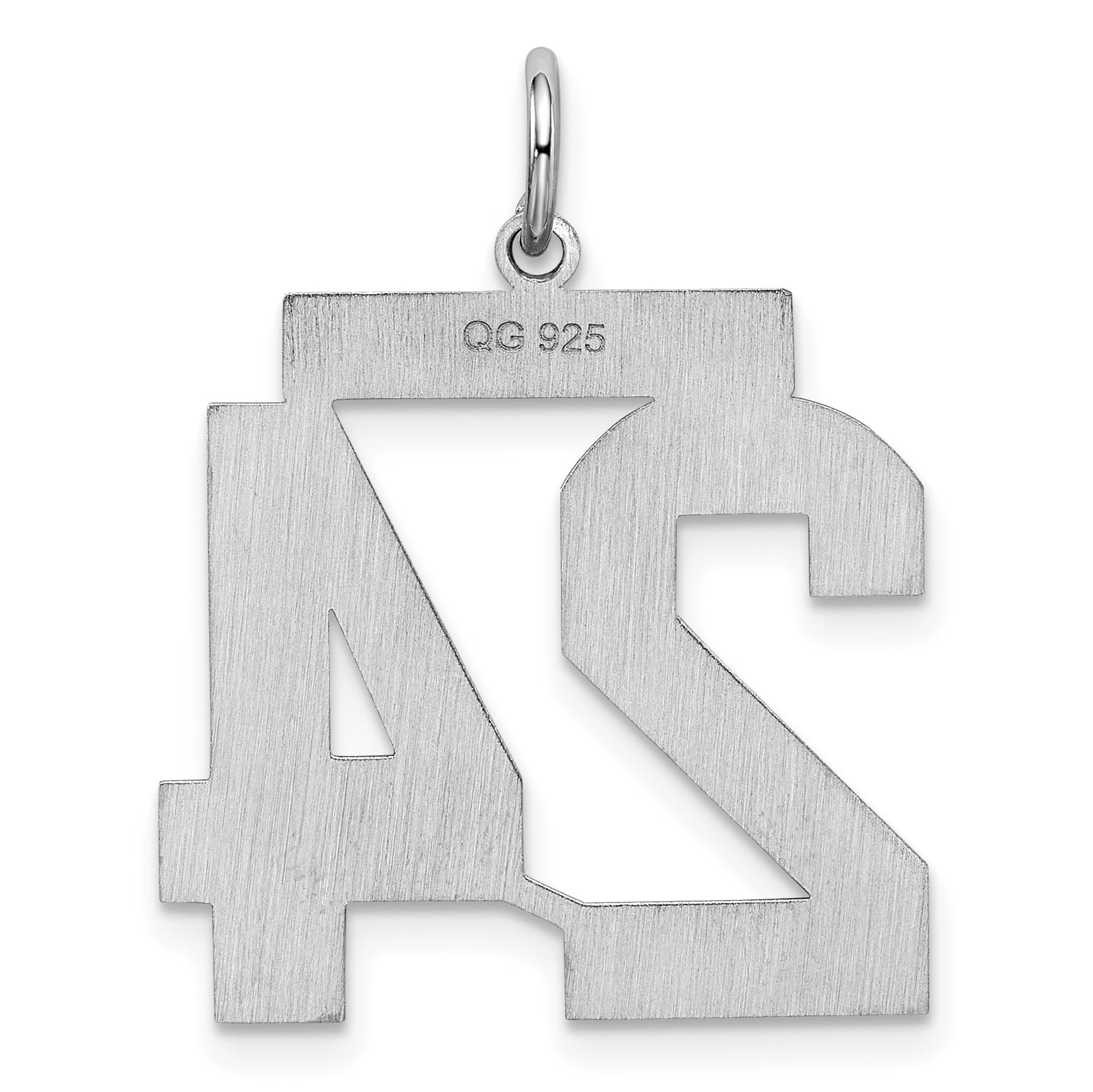 Sterling Silver Silver/Rhodium-Plated Satin Number 24 Charm
