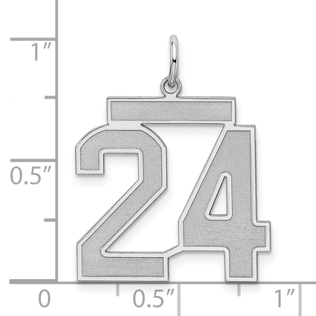 Sterling Silver Silver/Rhodium-Plated Satin Number 24 Charm