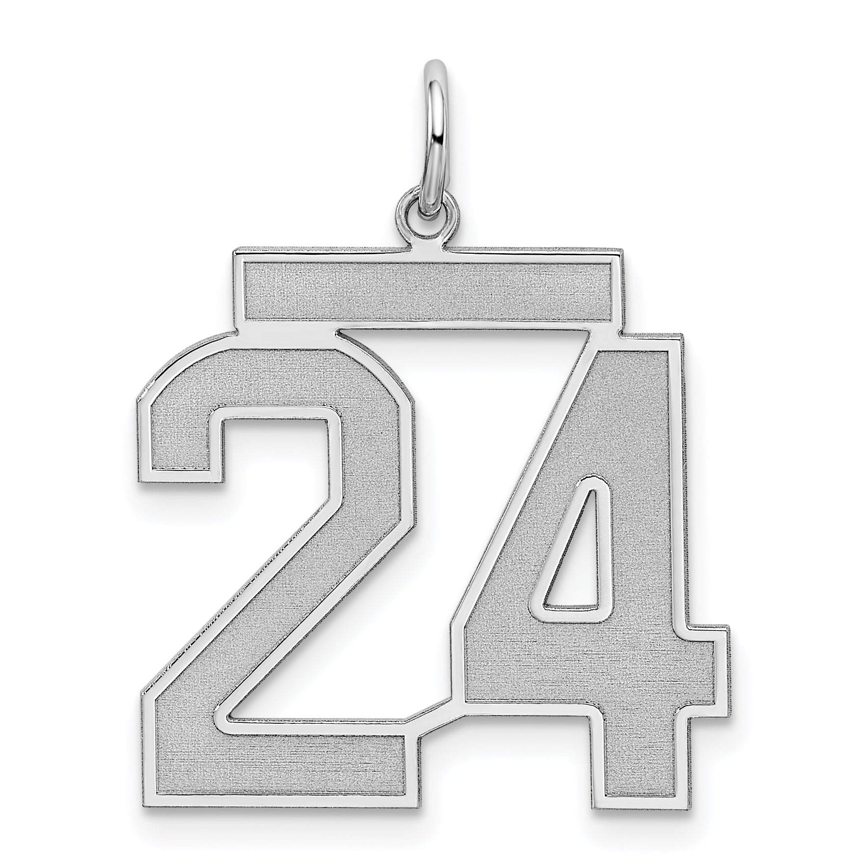 Sterling Silver Silver/Rhodium-Plated Satin Number 24 Charm