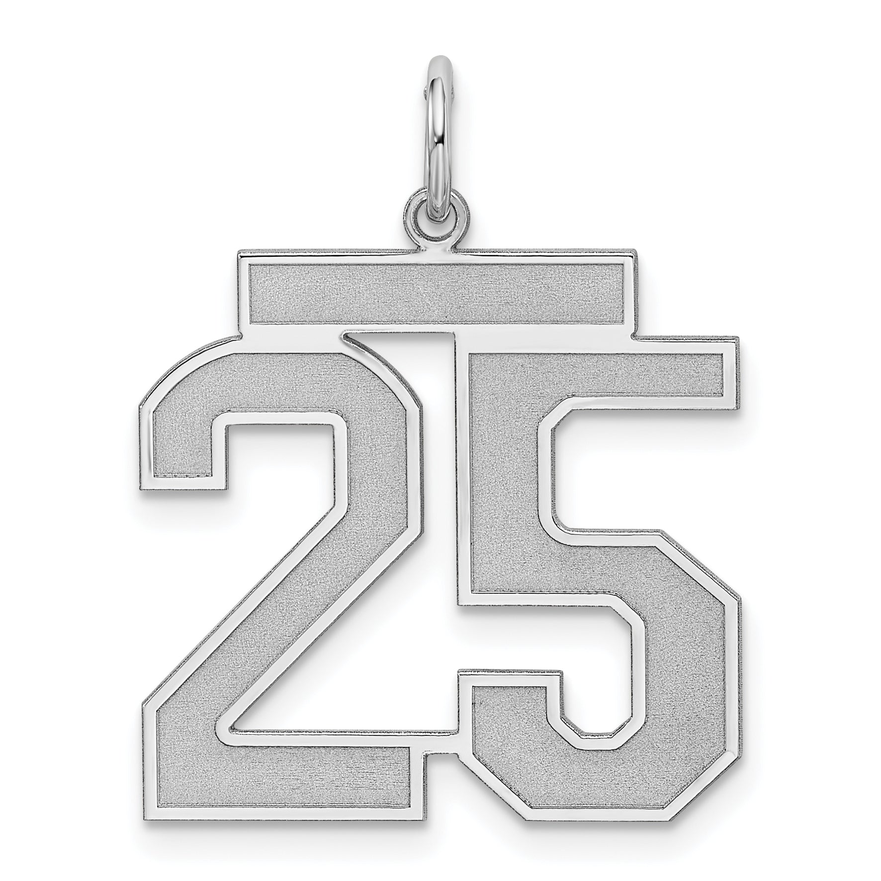 Sterling Silver Silver/Rhodium-Plated Satin Number 25 Charm