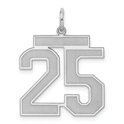 Sterling Silver Silver/Rhodium-Plated Satin Number 25 Charm
