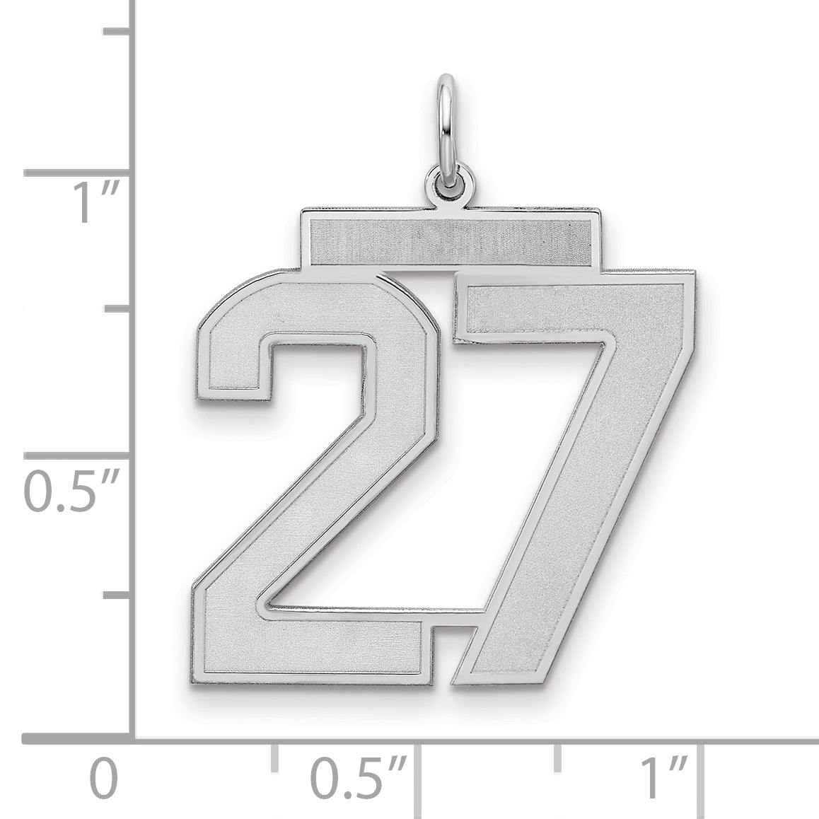 Sterling Silver Silver/Rhodium-Plated Satin Number 27 Charm