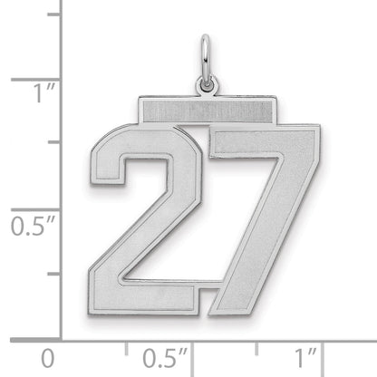 Sterling Silver Silver/Rhodium-Plated Satin Number 27 Charm