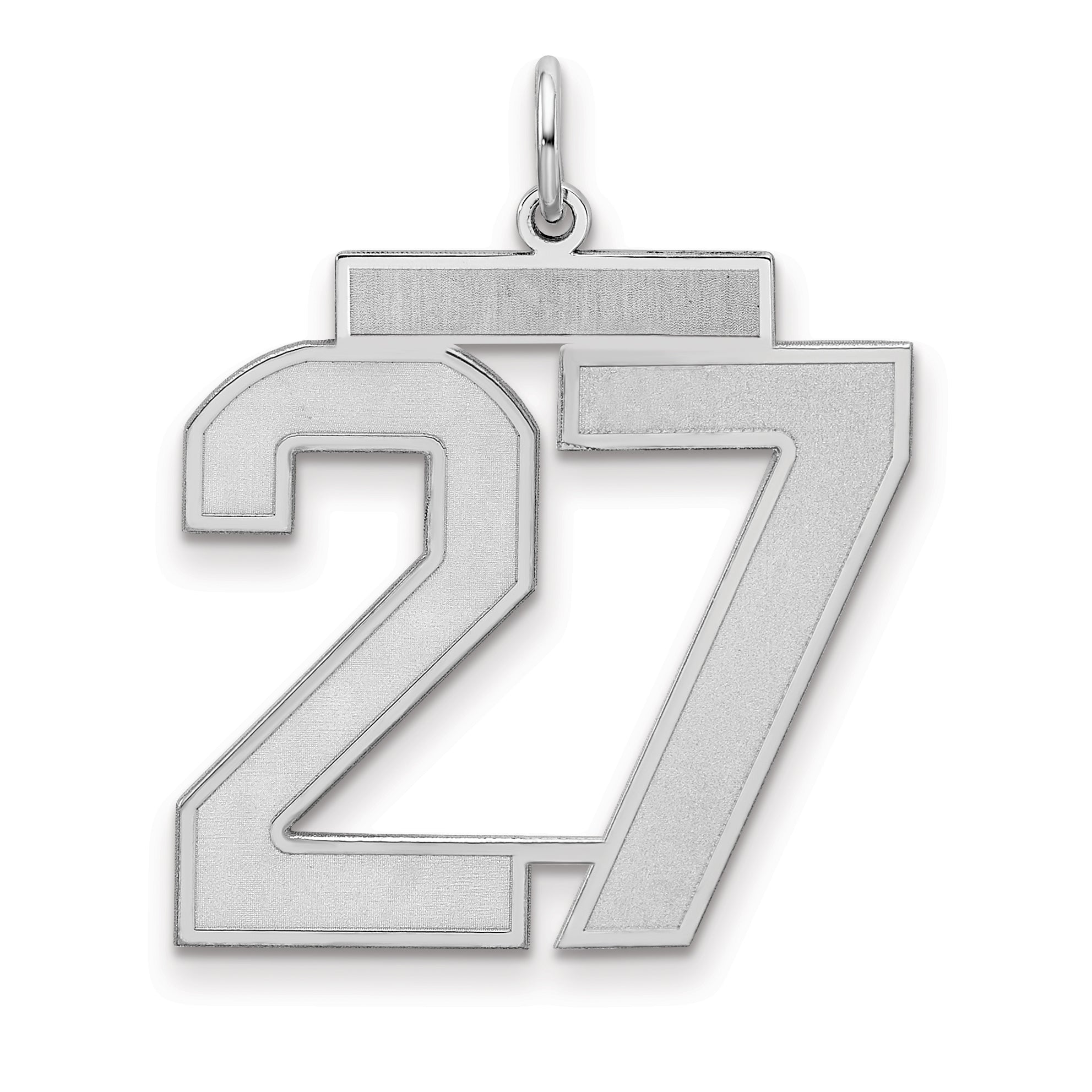 Sterling Silver Silver/Rhodium-Plated Satin Number 27 Charm