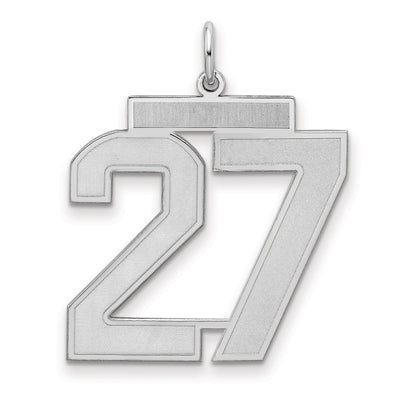 Sterling Silver Silver/Rhodium-Plated Satin Number 27 Charm