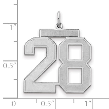 Sterling Silver Silver/Rhodium-Plated Satin Number 28 Charm