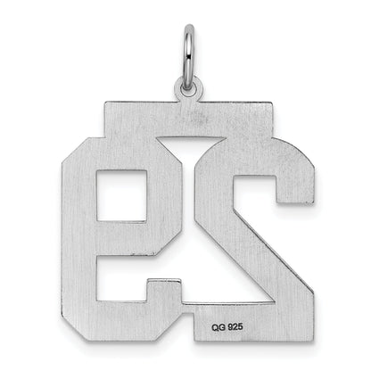 Sterling Silver Silver/Rhodium-Plated Satin Number 29 Charm