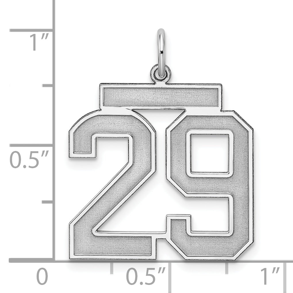 Sterling Silver Silver/Rhodium-Plated Satin Number 29 Charm
