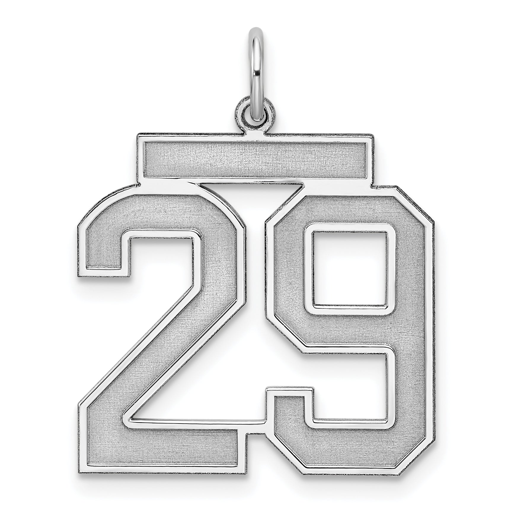 Sterling Silver Silver/Rhodium-Plated Satin Number 29 Charm