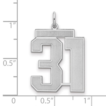 Sterling Silver Silver/Rhodium-Plated Satin Number 31 Charm