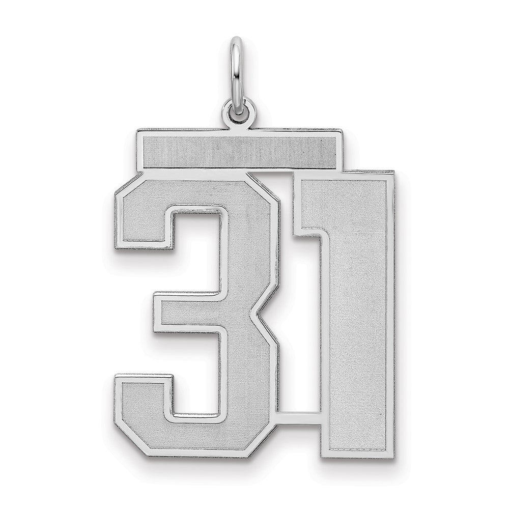Sterling Silver Silver/Rhodium-Plated Satin Number 31 Charm