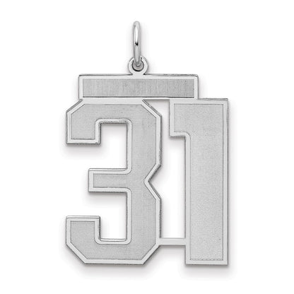 Sterling Silver Silver/Rhodium-Plated Satin Number 31 Charm