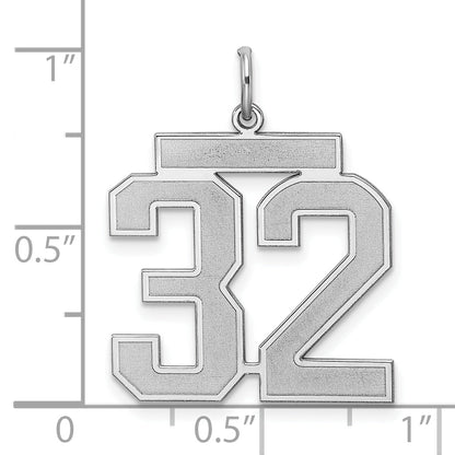 Sterling Silver Silver/Rhodium-Plated Satin Number 32 Charm