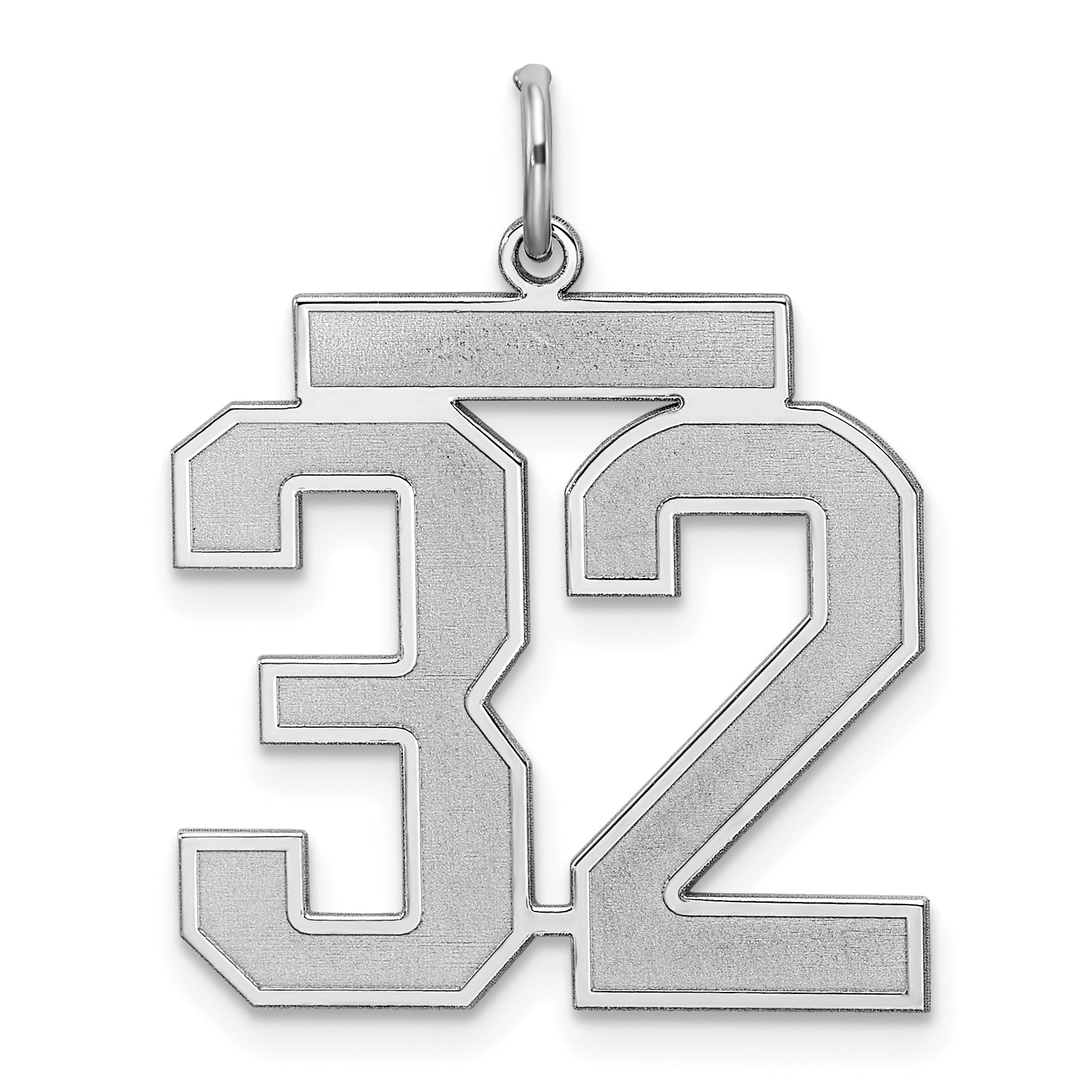 Sterling Silver Silver/Rhodium-Plated Satin Number 32 Charm