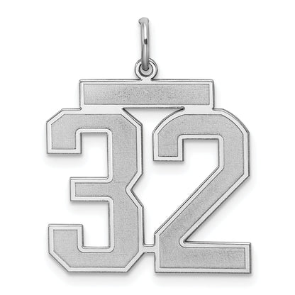 Sterling Silver Silver/Rhodium-Plated Satin Number 32 Charm