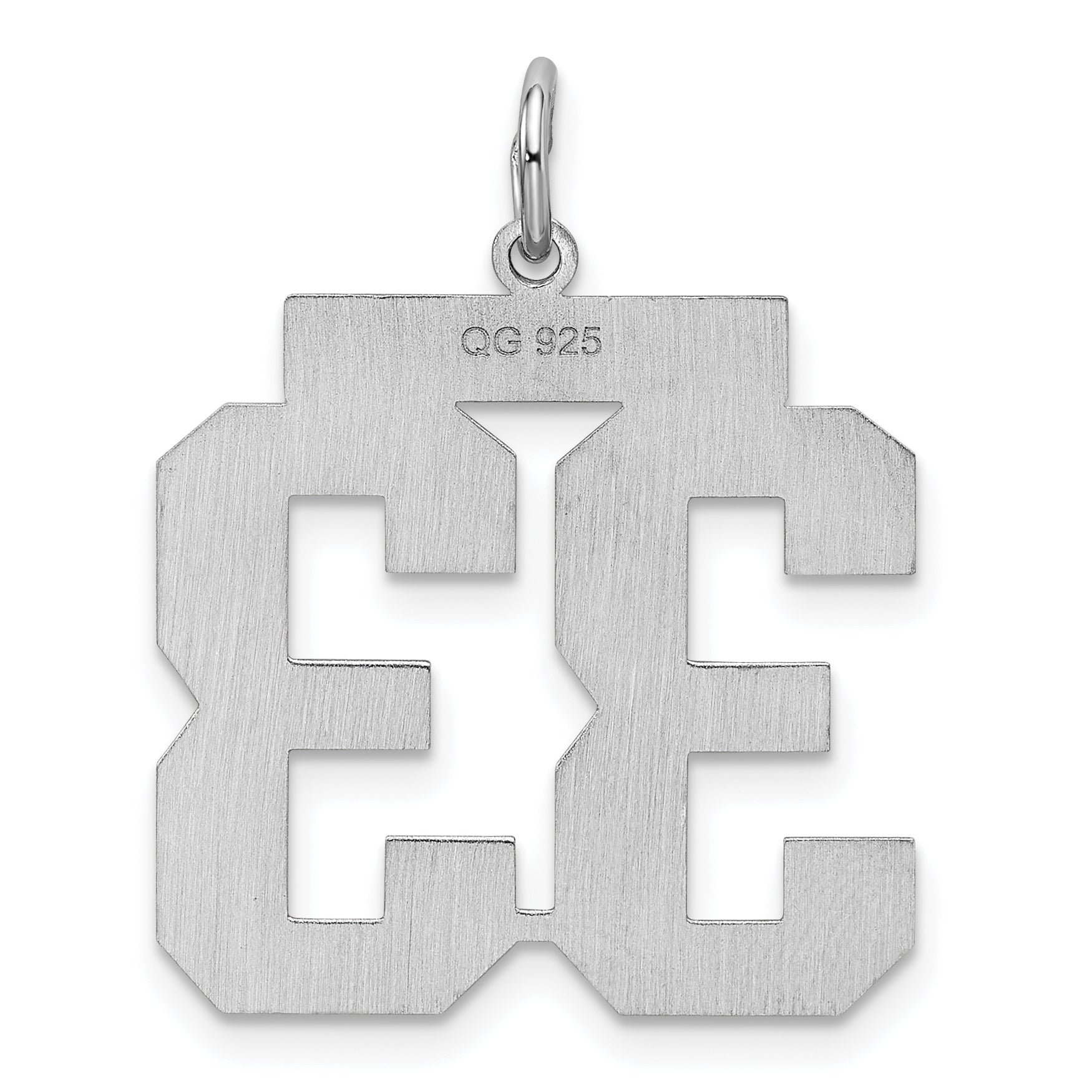 Sterling Silver Silver/Rhodium-Plated Satin Number 33 Charm