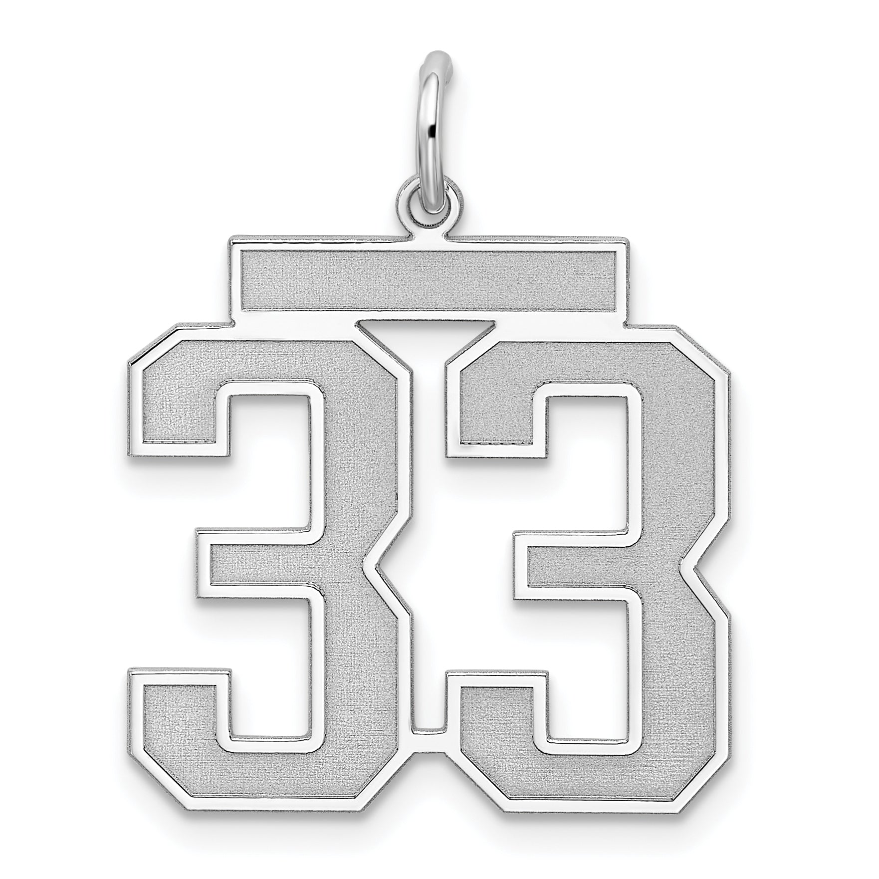 Sterling Silver Silver/Rhodium-Plated Satin Number 33 Charm