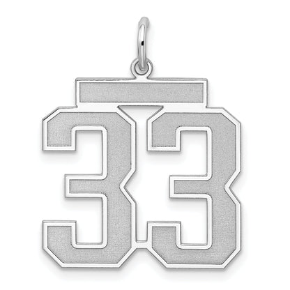 Sterling Silver Silver/Rhodium-Plated Satin Number 33 Charm