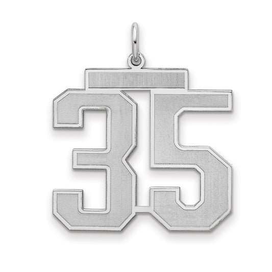 Sterling Silver Silver/Rhodium-Plated Satin Number 35 Charm