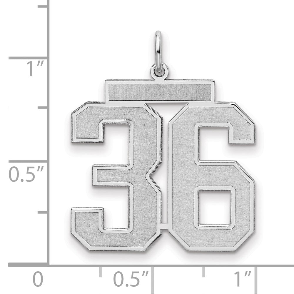 Sterling Silver Silver/Rhodium-Plated Satin Number 36 Charm