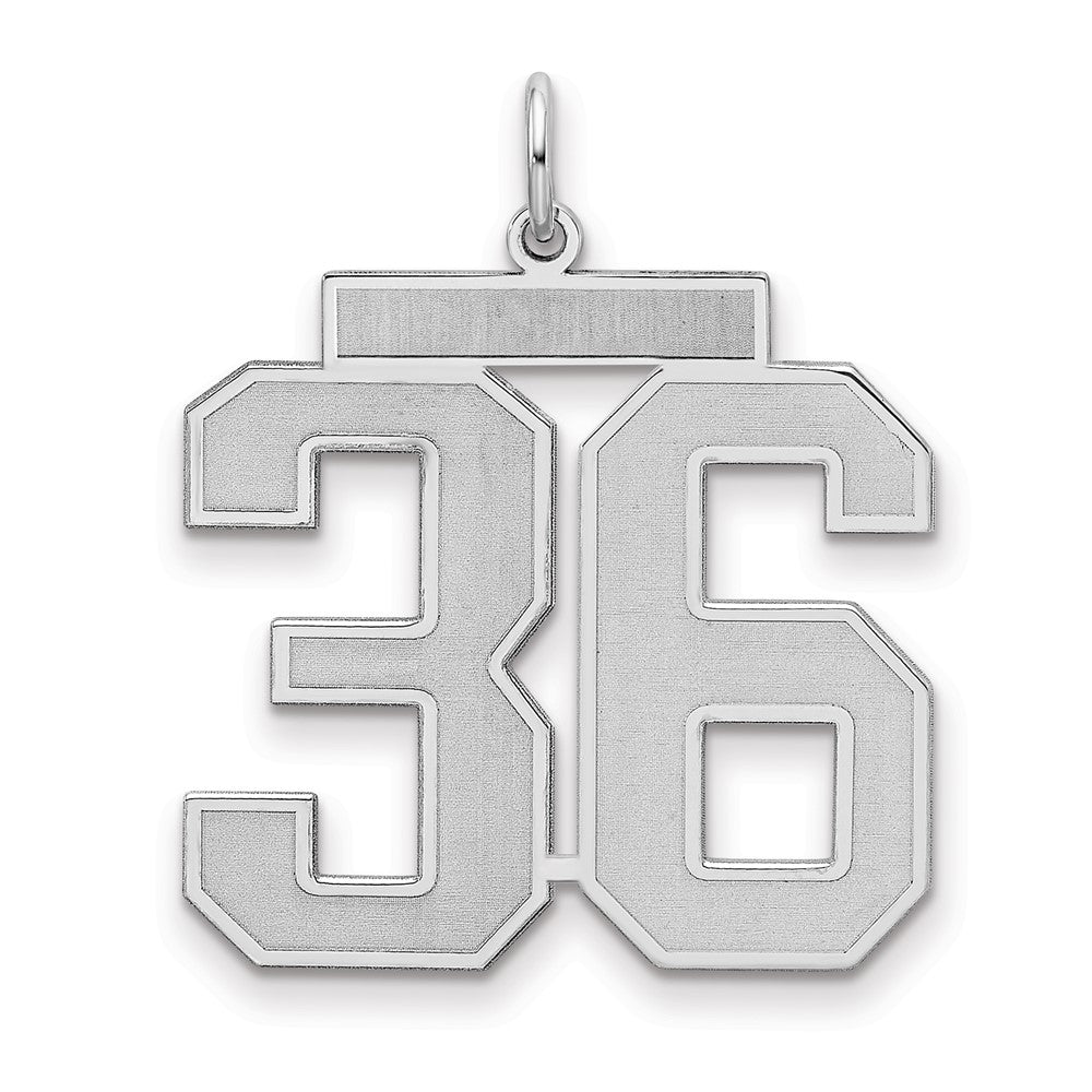Sterling Silver Silver/Rhodium-Plated Satin Number 36 Charm