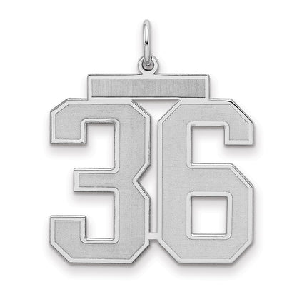 Sterling Silver Silver/Rhodium-Plated Satin Number 36 Charm