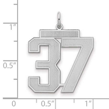 Sterling Silver Silver/Rhodium-Plated Satin Number 37 Charm