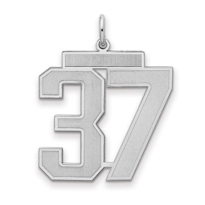 Sterling Silver Silver/Rhodium-Plated Satin Number 37 Charm
