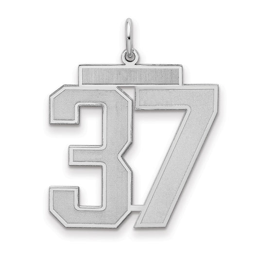 Sterling Silver Silver/Rhodium-Plated Satin Number 37 Charm