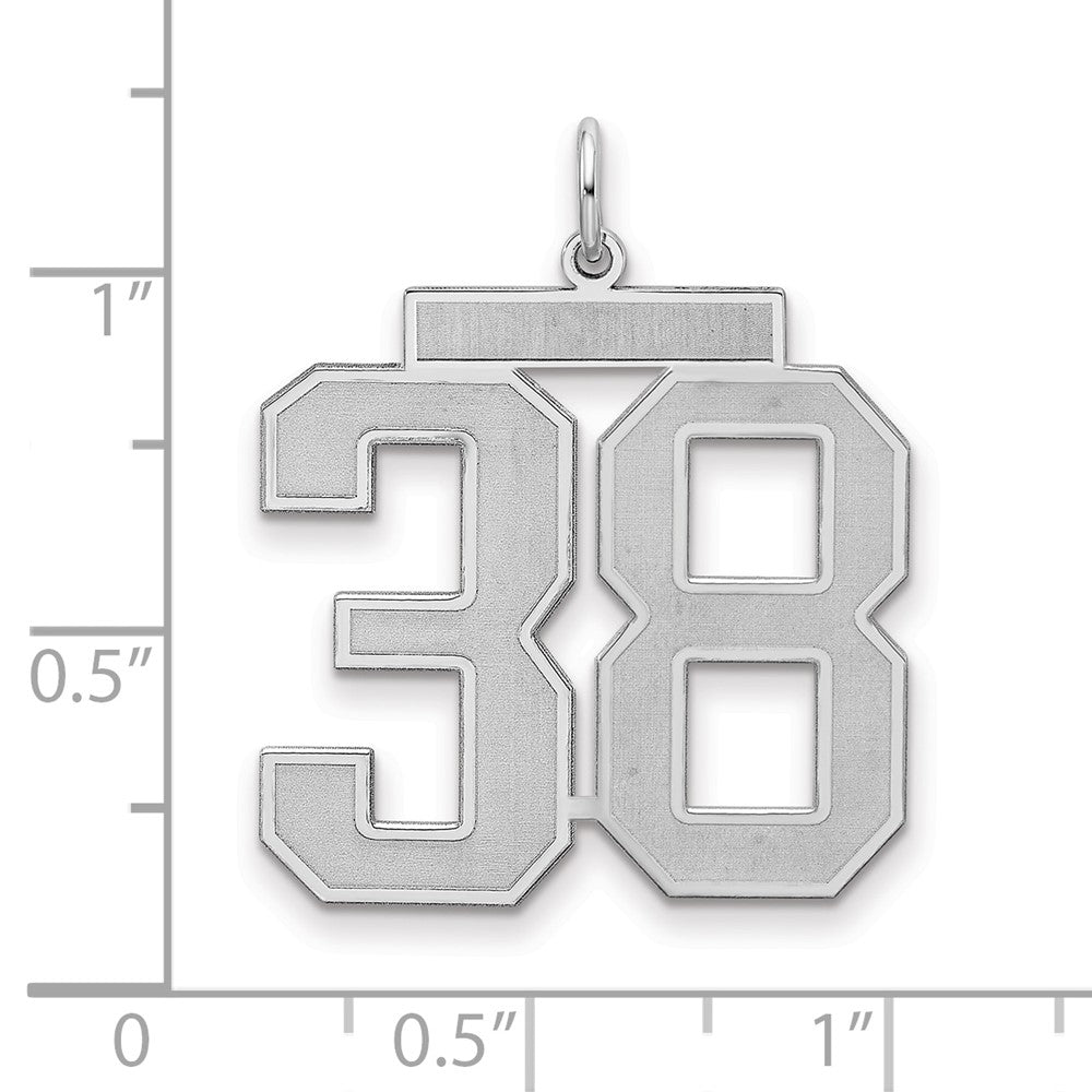 Sterling Silver Silver/Rhodium-Plated Satin Number 38 Charm