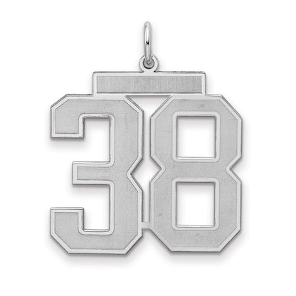 Sterling Silver Silver/Rhodium-Plated Satin Number 38 Charm