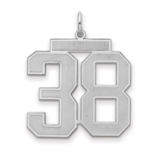 Sterling Silver Silver/Rhodium-Plated Satin Number 38 Charm