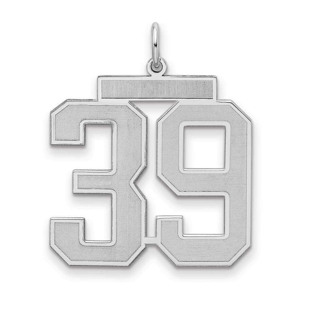 Sterling Silver Silver/Rhodium-Plated Satin Number 39 Charm