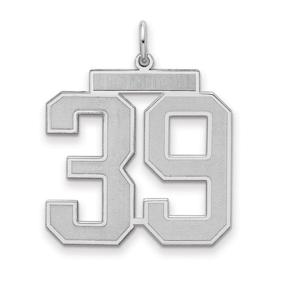 Sterling Silver Silver/Rhodium-Plated Satin Number 39 Charm