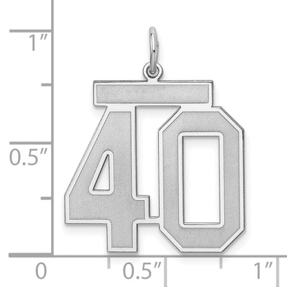 Sterling Silver Silver/Rhodium-Plated Satin Number 40 Charm