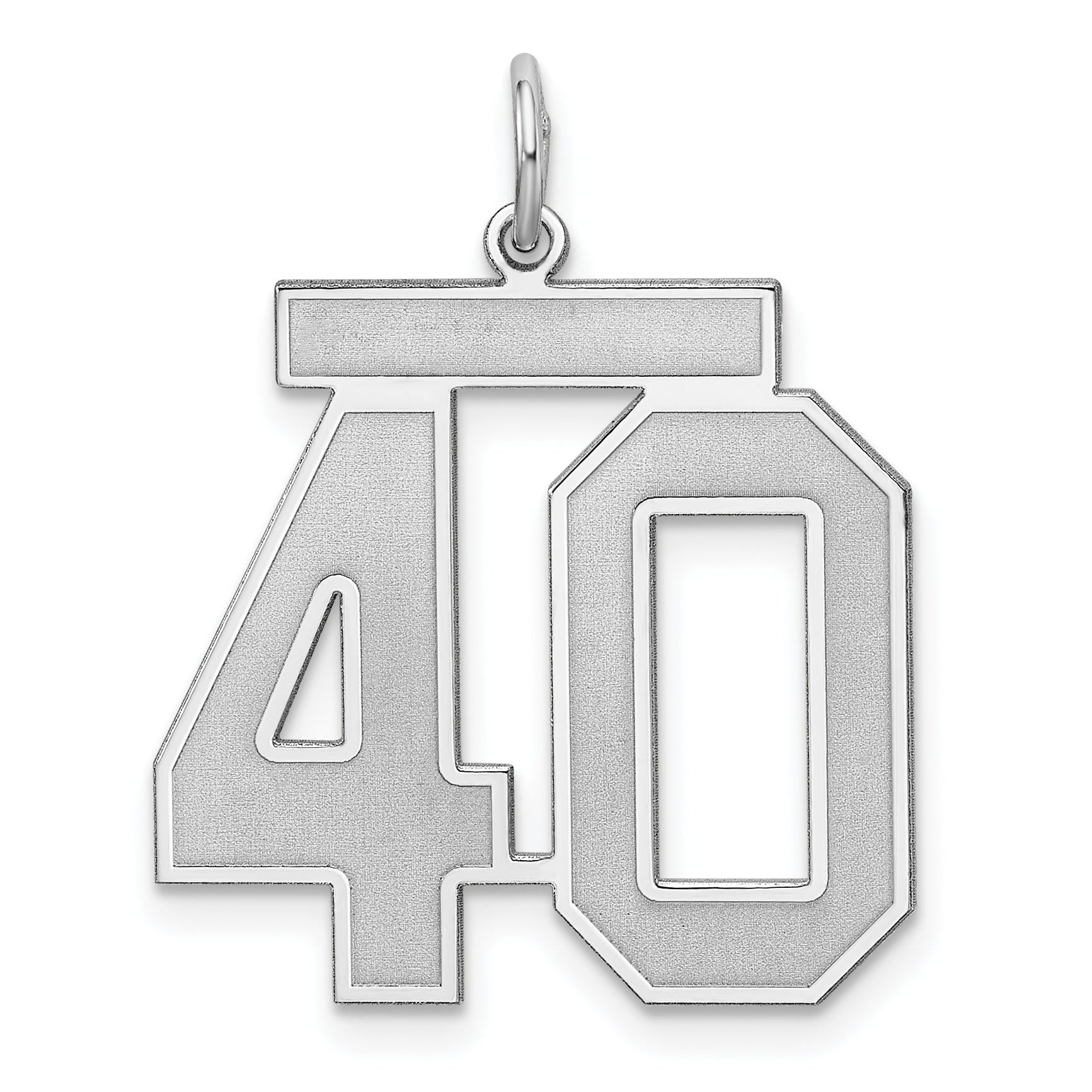 Sterling Silver Silver/Rhodium-Plated Satin Number 40 Charm